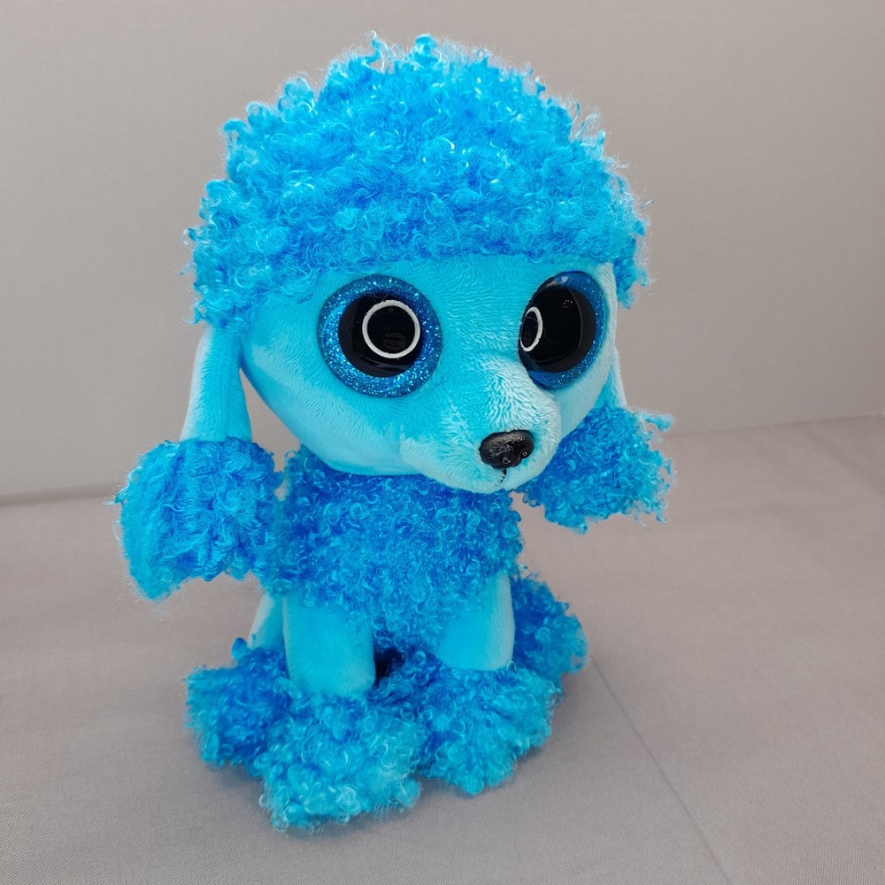 Ty Beanie Boos Mandy Blue Poodle Plush Stuffed Animal Glitter Eyes 6 inch NWT - Picture 3 of 8